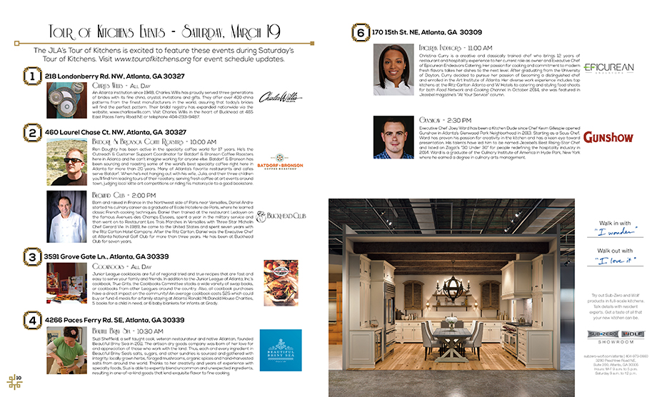 Tour of Kitchens Saturday events