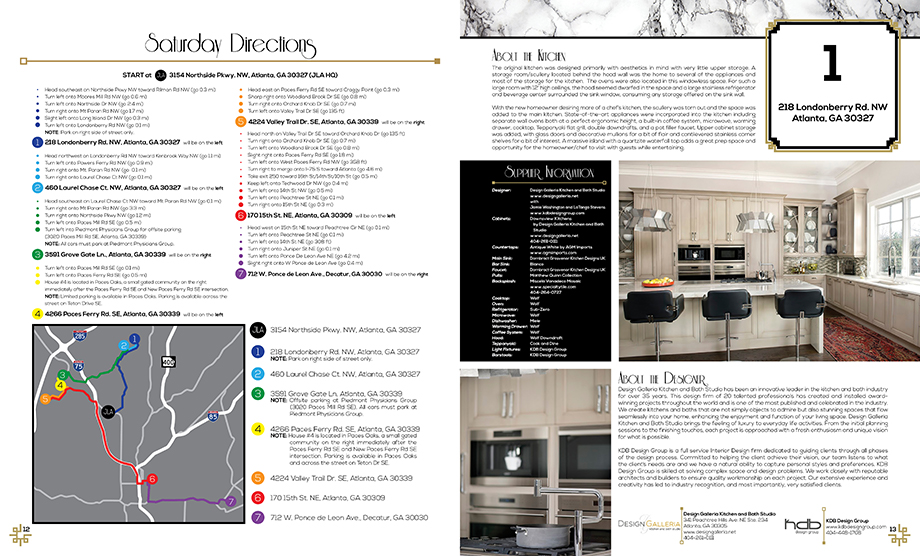 Tour of Kitchens Saturday directions and Kitchen 1